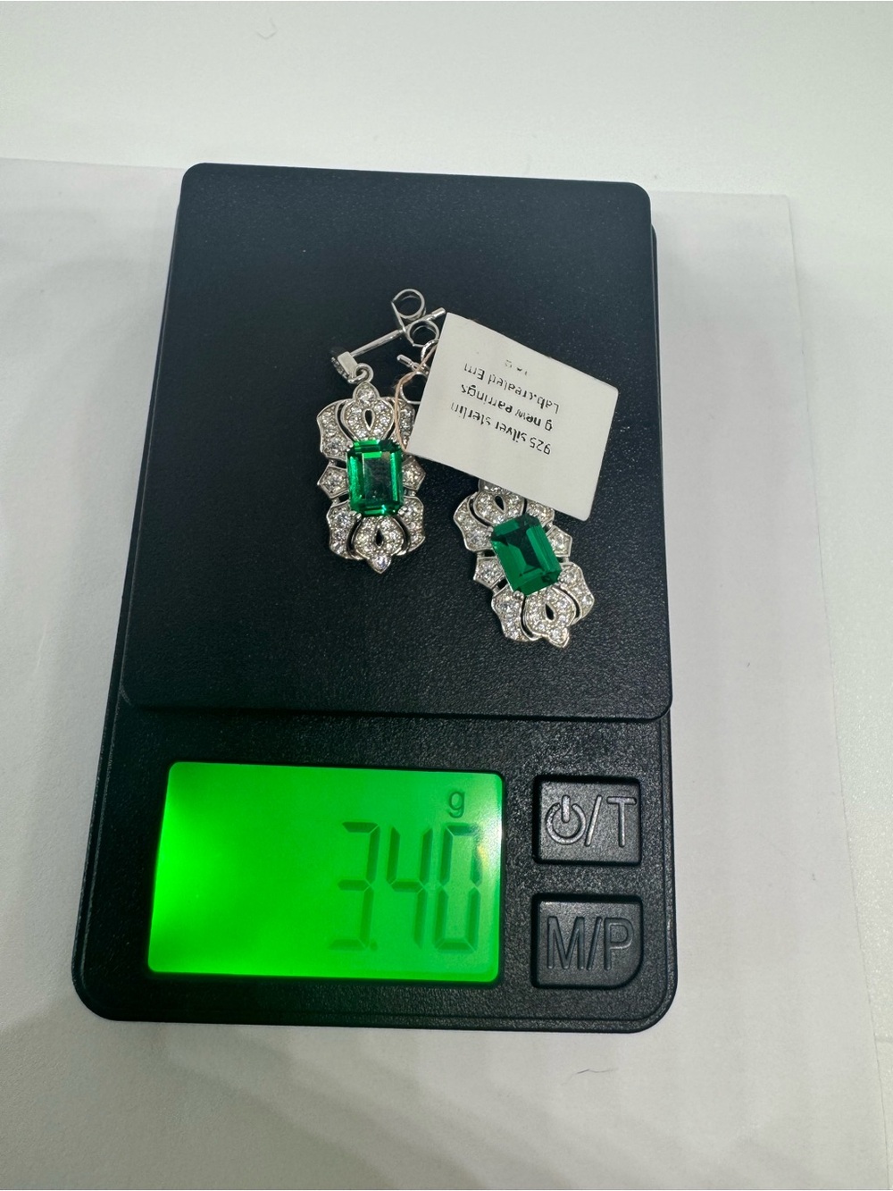 925 Sterling Silver Gold Plated Lab Created Emerald Stud Earrings - Picture 12 of 13